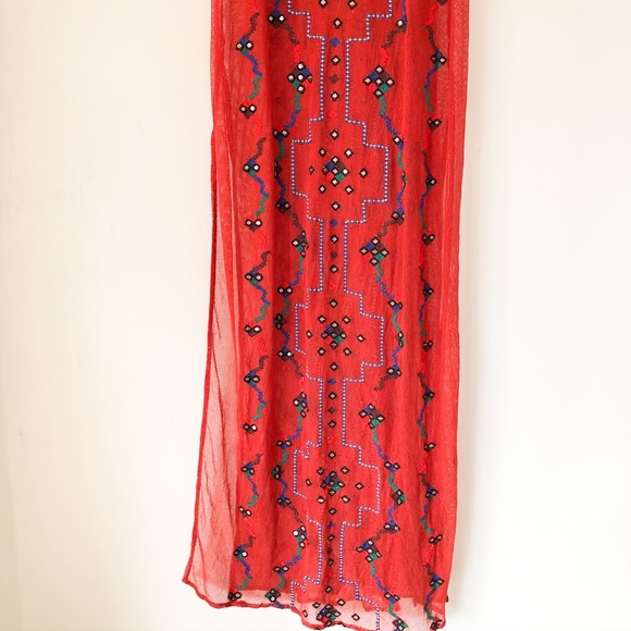 Free People Red Embroidered Maxi Dress - Picture 7 of 14